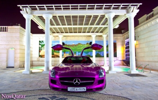 purple mercedes sls amg shines in qatar 40110 7 597x378 SLS In Purple 