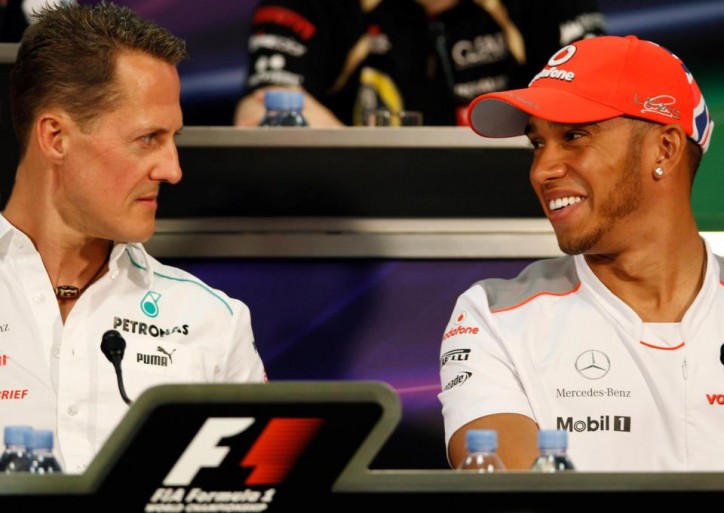 Michael Schumacher Lewis Hamilton Mercedes F1 724x513 It's Official: Lewis Hamilton Joins Mercedes AMG Petronas for 2013