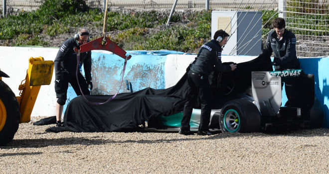 Hamilton crashes in first test for mercedes #7