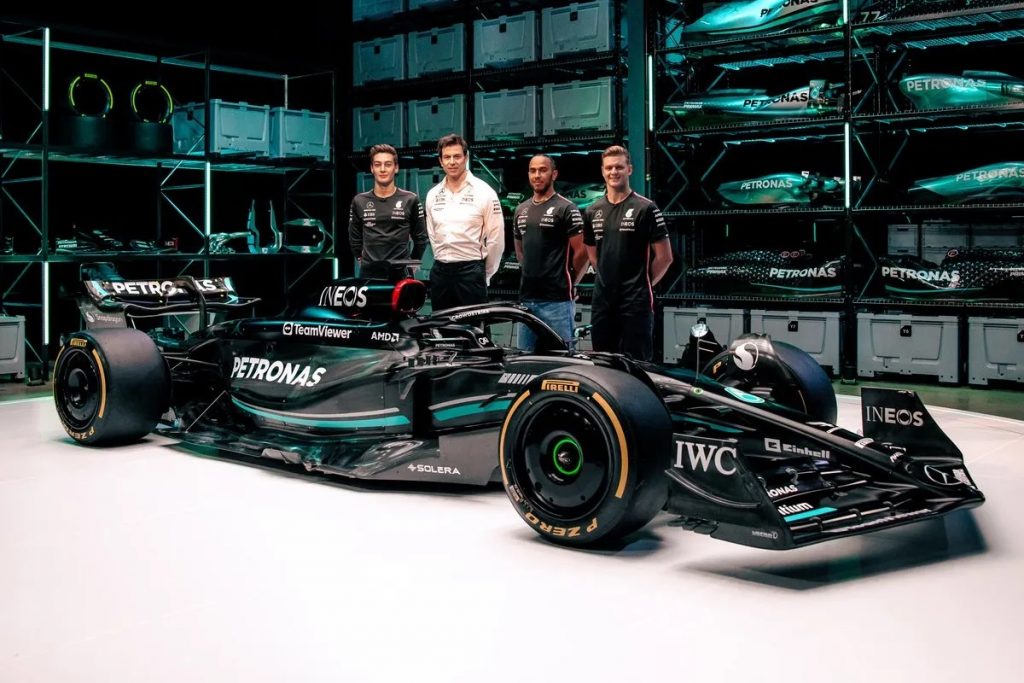 Toto Wolff with Mercedes F1 team drivers