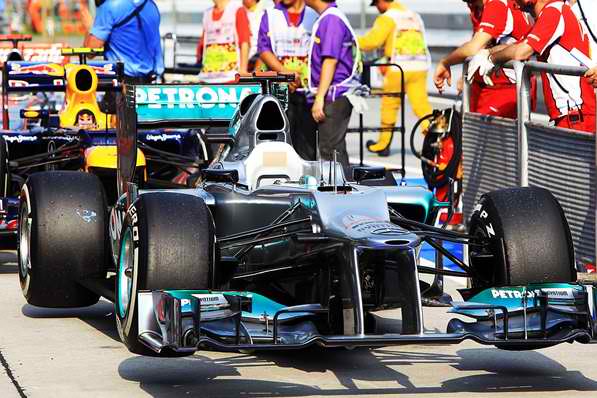 F1: Mercedes AMG Petronas Tests at Wet Mugello Track