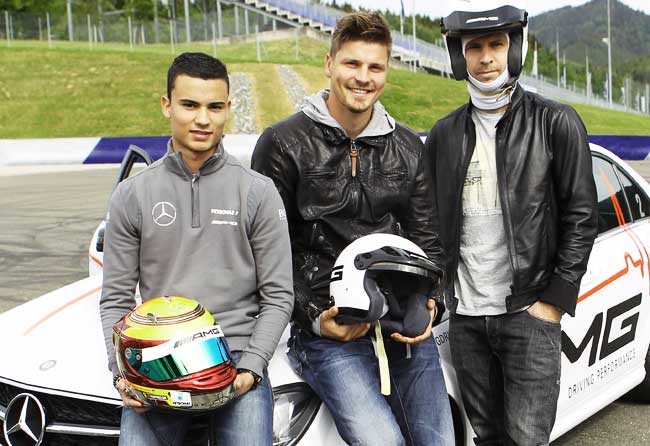 Mercedes-Benz Driver Pascal Wehrlein Gives Austrian Footballers a Taste of DTM