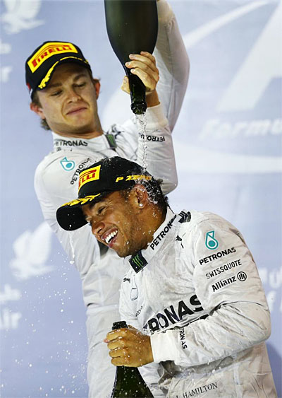 Mercedes’ Hamilton prevails in duel with Rosberg at the 2014 Bahrain Grand Prix