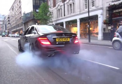 Mercedes-Benz C63 AMG Burns Rubber In London