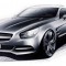 An artist's rendering of the Mercedes AMG GT based on its official sketch.