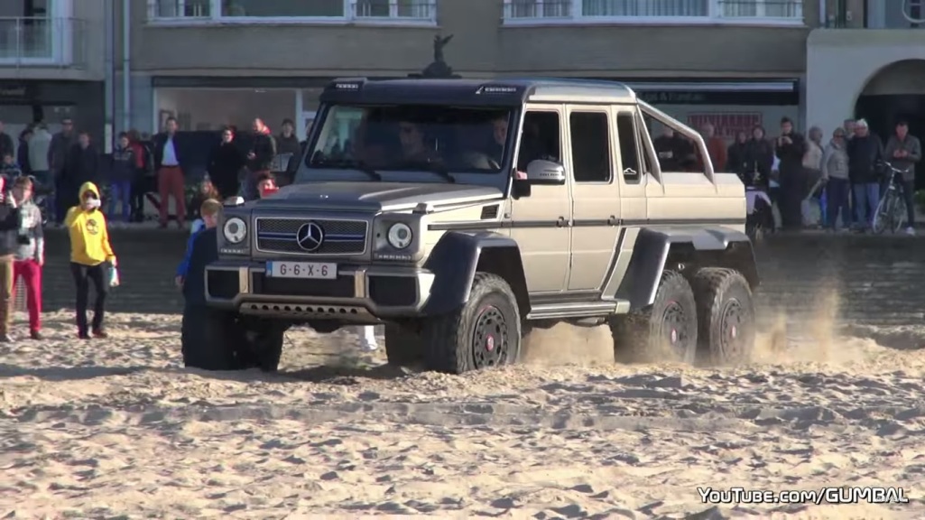 Watch A Mercedes-Benz G63 AMG 6x6 Perform Drifting Maneuvers At The Beach