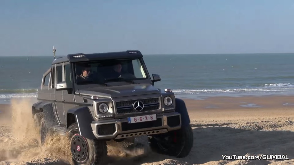 Watch A Mercedes-Benz G63 AMG 6x6 Perform Drifting Maneuvers At The Beach