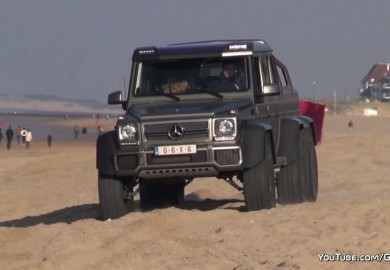 Watch A Mercedes-Benz G63 AMG 6x6 Perform Drifting Maneuvers At The Beach