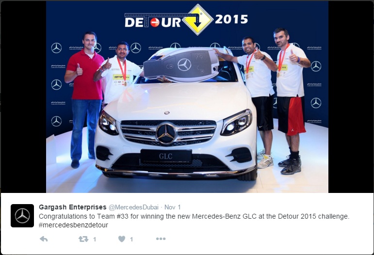 GLC Given to Winners of the Mercedes-Benz Detour 2015