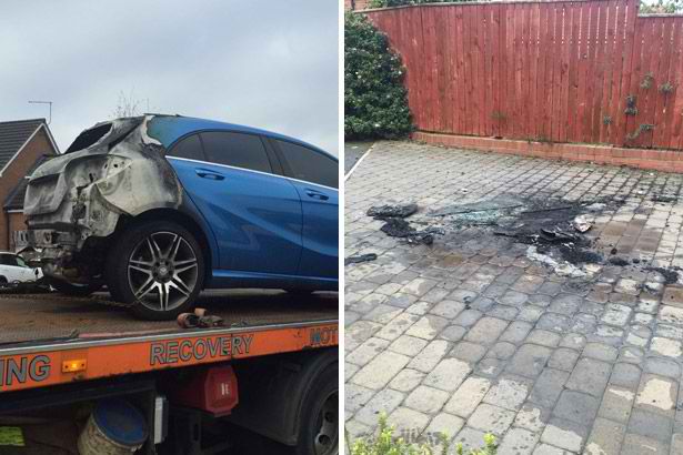 Mercedes-Benz A180 torched, caught on camera