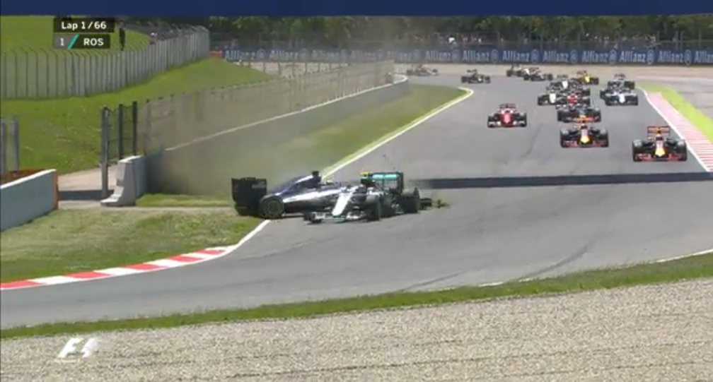 F1: Epic crash knocks out both Mercedes cars in lap 1 of Spanish Grand ...