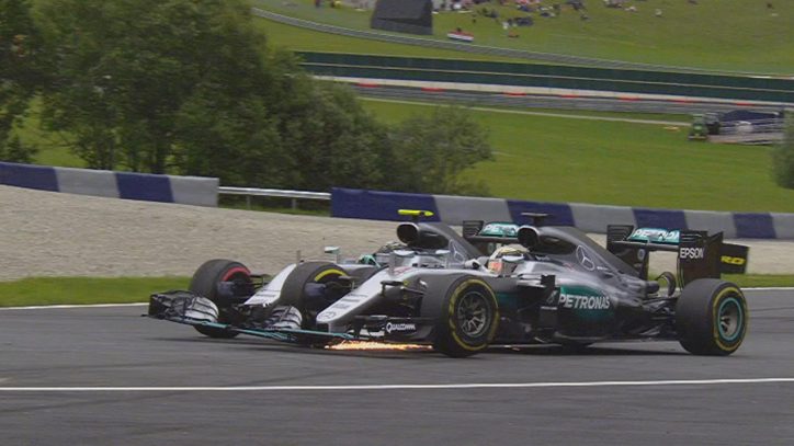 Hamilton and Rosberg crash
