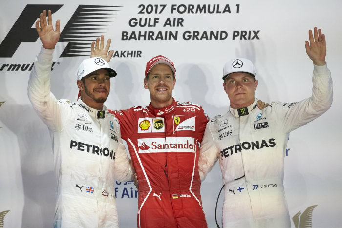 Bahrain GP: Hamilton, Bottas finish in podium but Vettel secures win