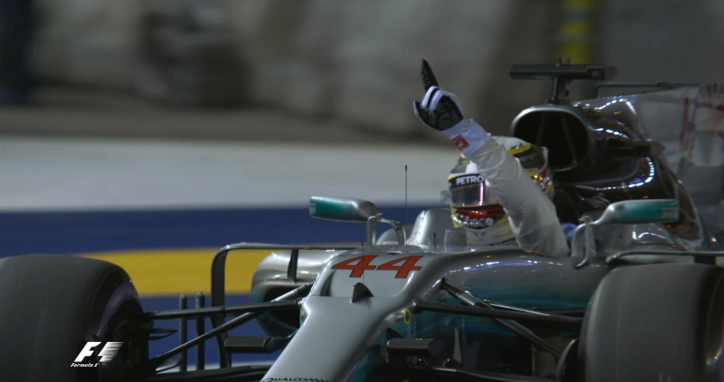 Hamilton wins Singapore GP after Ferrari duo crashes out