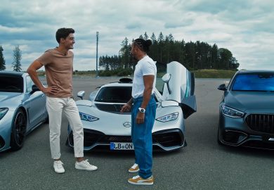 Lewis Hamilton, George Russell, AMG One, and other cars