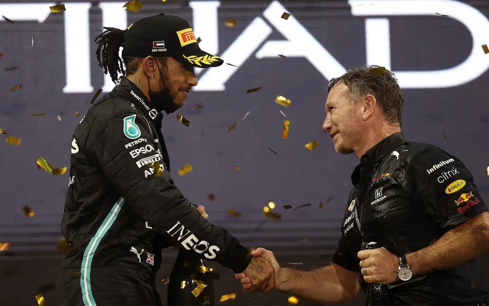 Lewis Hamilton and Christian Horner